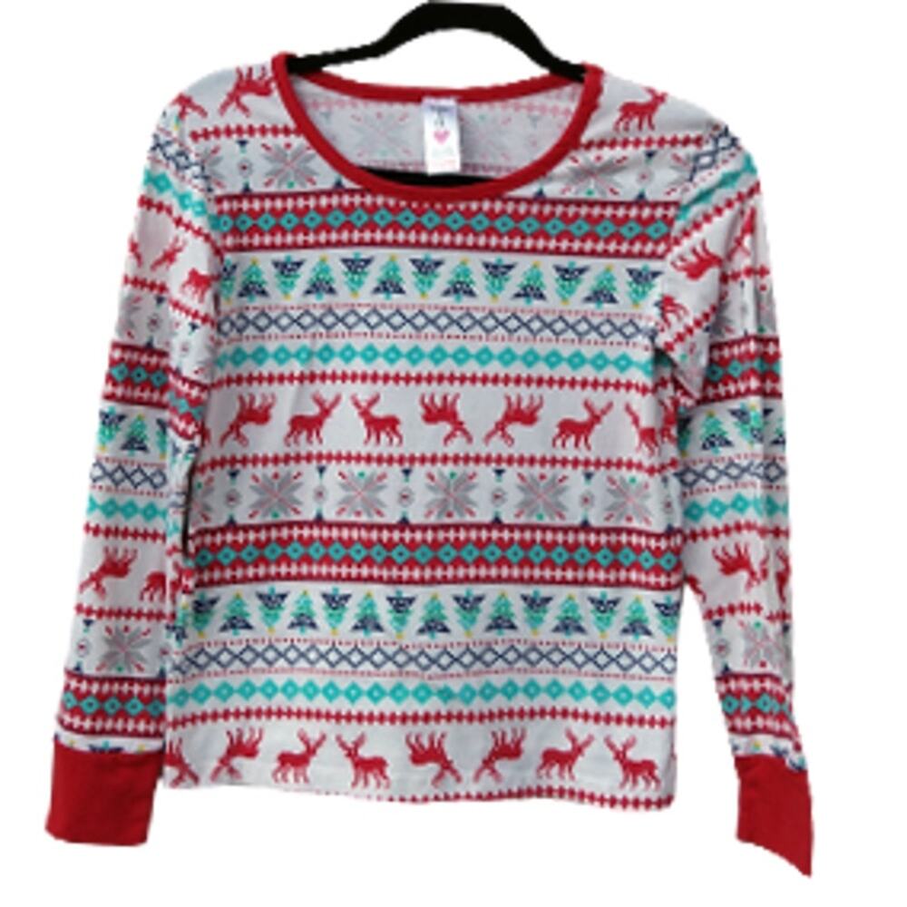 Women's Pajama Top Size Small Multicolor Winter Holiday Graphic Sleep & Co.